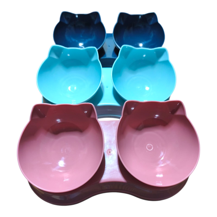 COMEDERO DOBLE ELEVADO CARA DE GATO